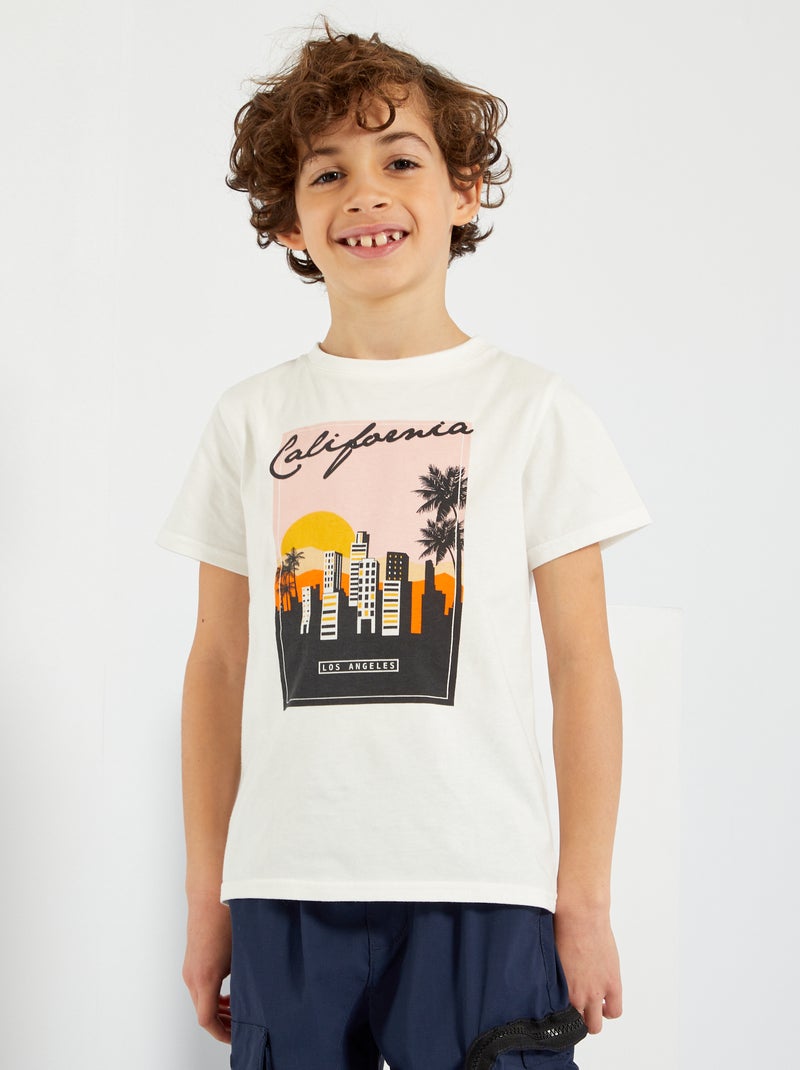 T-shirt em algodão BRANCO - Kiabi