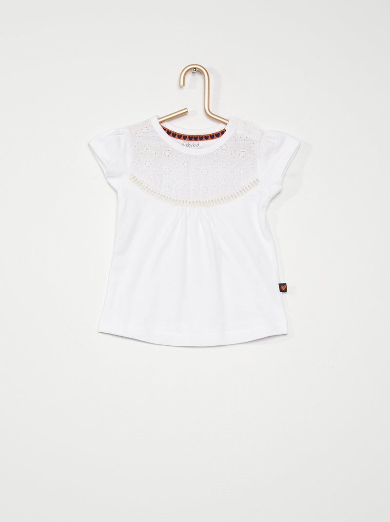 T-shirt em algodão Branco - Kiabi