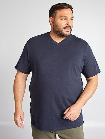T-shirt em algodão com decote em V para homem