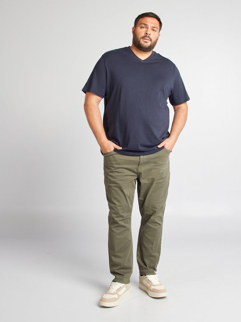 T-shirt em algodão com decote em V para homem AZUL - Kiabi