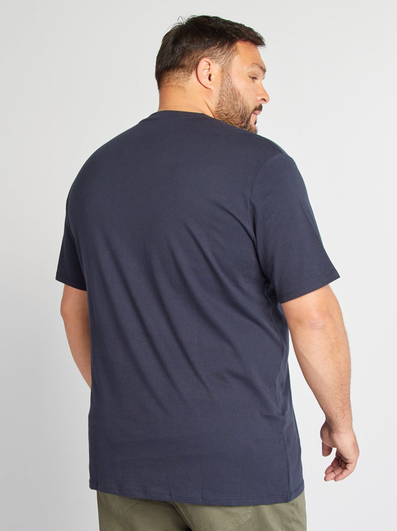 T-shirt em algodão com decote em V para homem AZUL - Kiabi