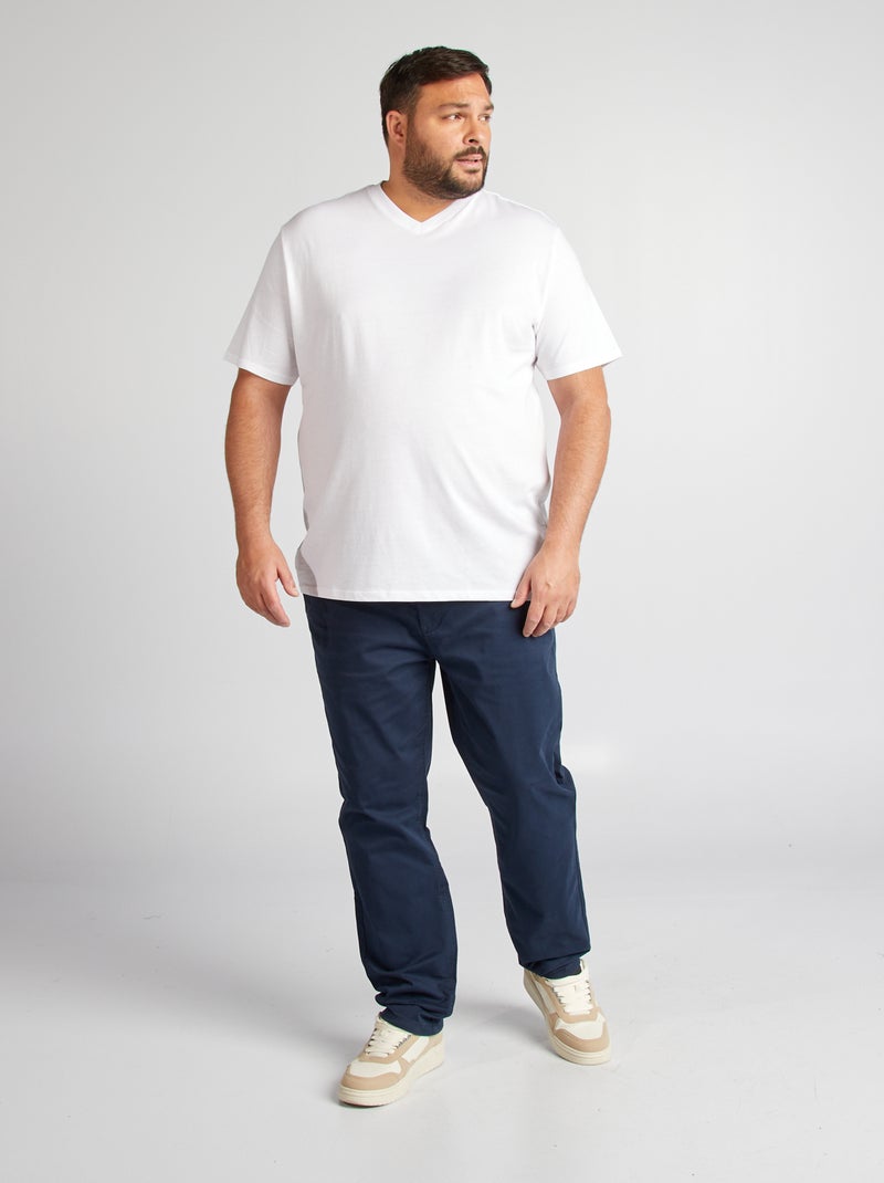 T-shirt em algodão com decote em V para homem Branco - Kiabi