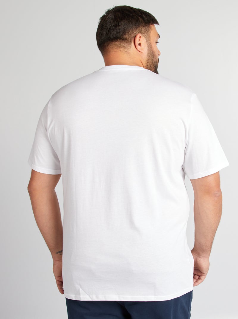 T-shirt em algodão com decote em V para homem Branco - Kiabi