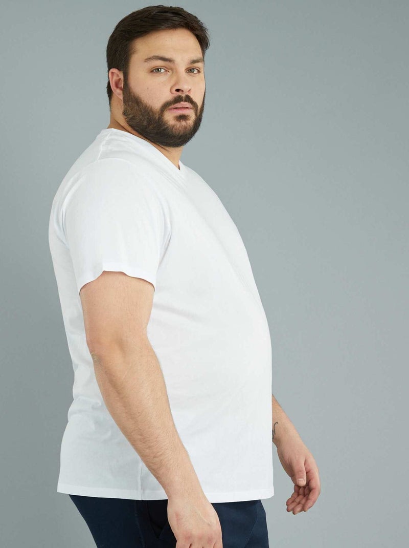 T-shirt em algodão com decote em V para homem Branco - Kiabi