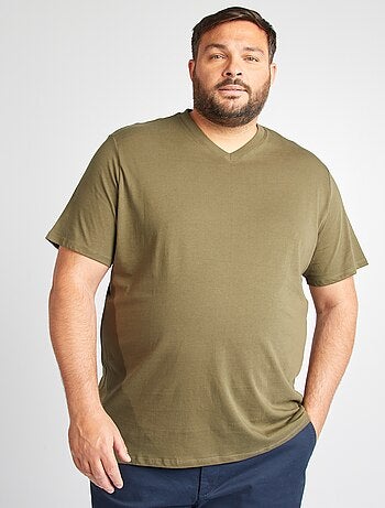 T-shirt em algodão com decote em V para homem