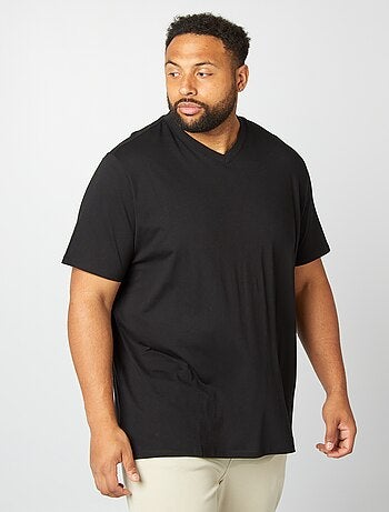 T-shirt em algodão com decote em V para homem