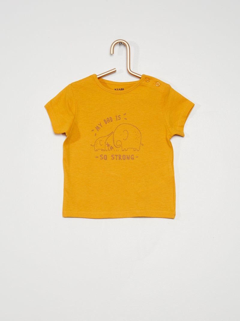T-shirt em algodão com estampado AMARELO - Kiabi