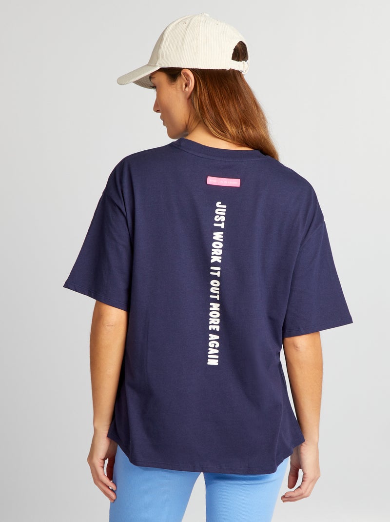 T-shirt em algodão com estampado AZUL - Kiabi