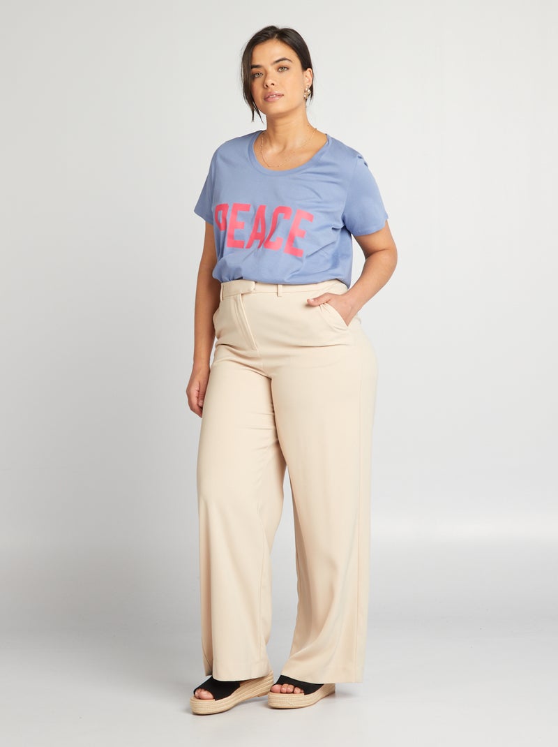 T-shirt em algodão com estampado AZUL - Kiabi