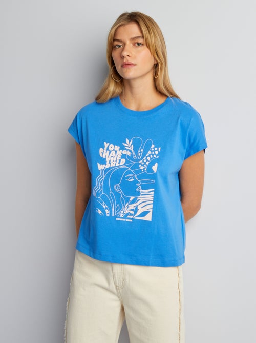 T-shirt em algodão com estampado - Kiabi