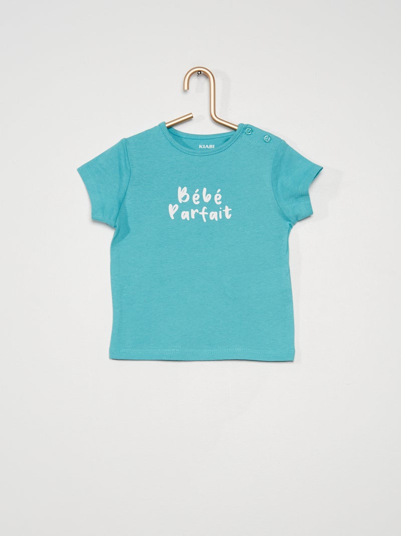 T-shirt em algodão com estampado AZUL - Kiabi