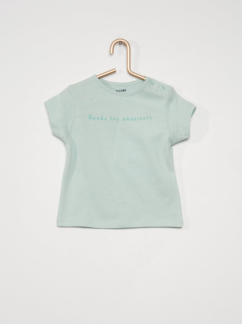 T-shirt em algodão com estampado AZUL - Kiabi
