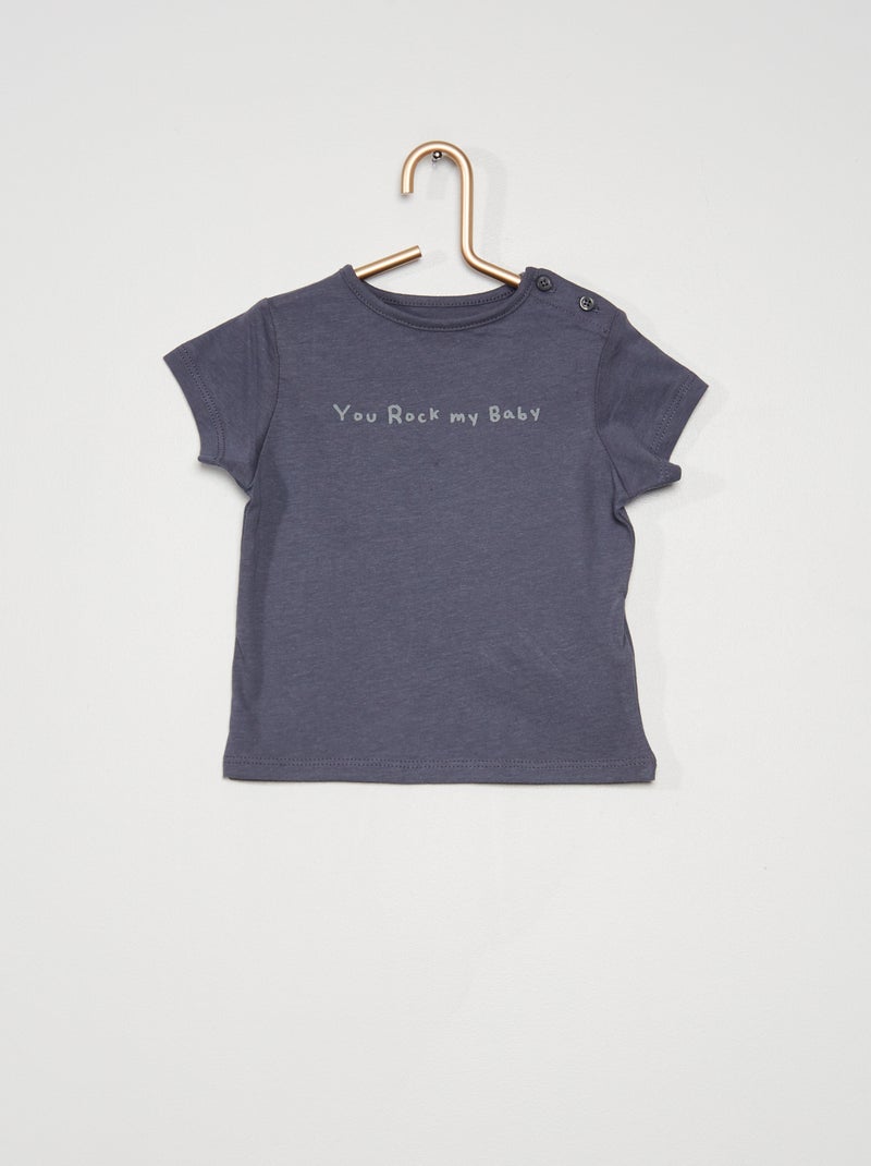 T-shirt em algodão com estampado AZUL - Kiabi