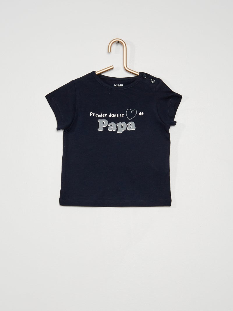 T-shirt em algodão com estampado AZUL - Kiabi