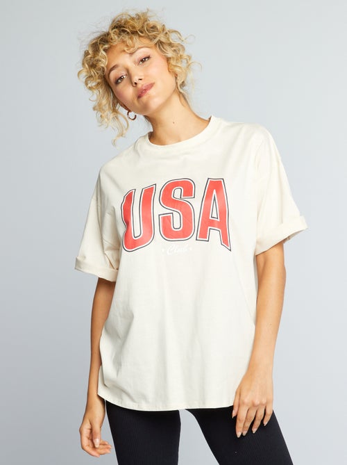 T-shirt em algodão com estampado - Kiabi