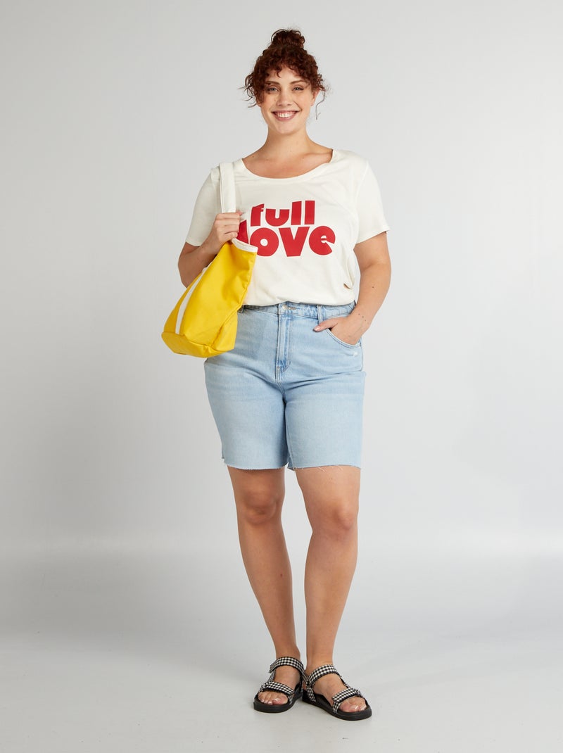 T-shirt em algodão com estampado BRANCO - Kiabi