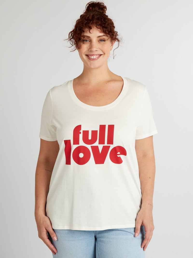 T-shirt em algodão com estampado BRANCO - Kiabi