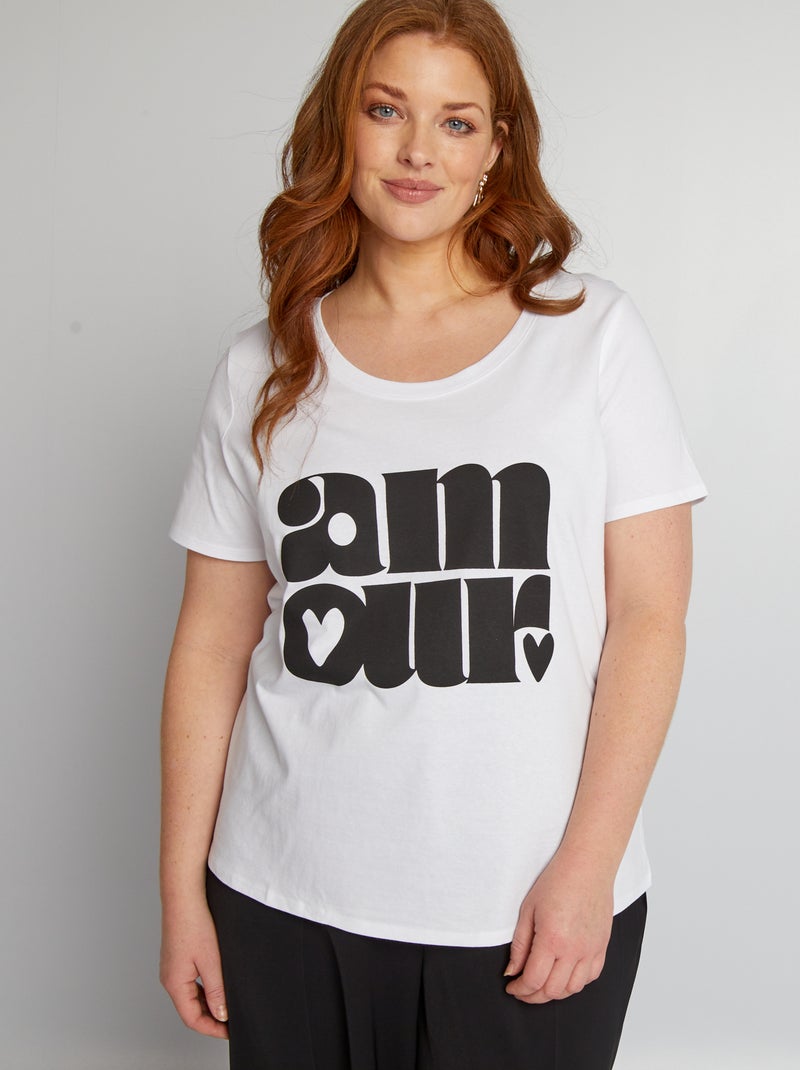 T-shirt em algodão com estampado BRANCO - Kiabi