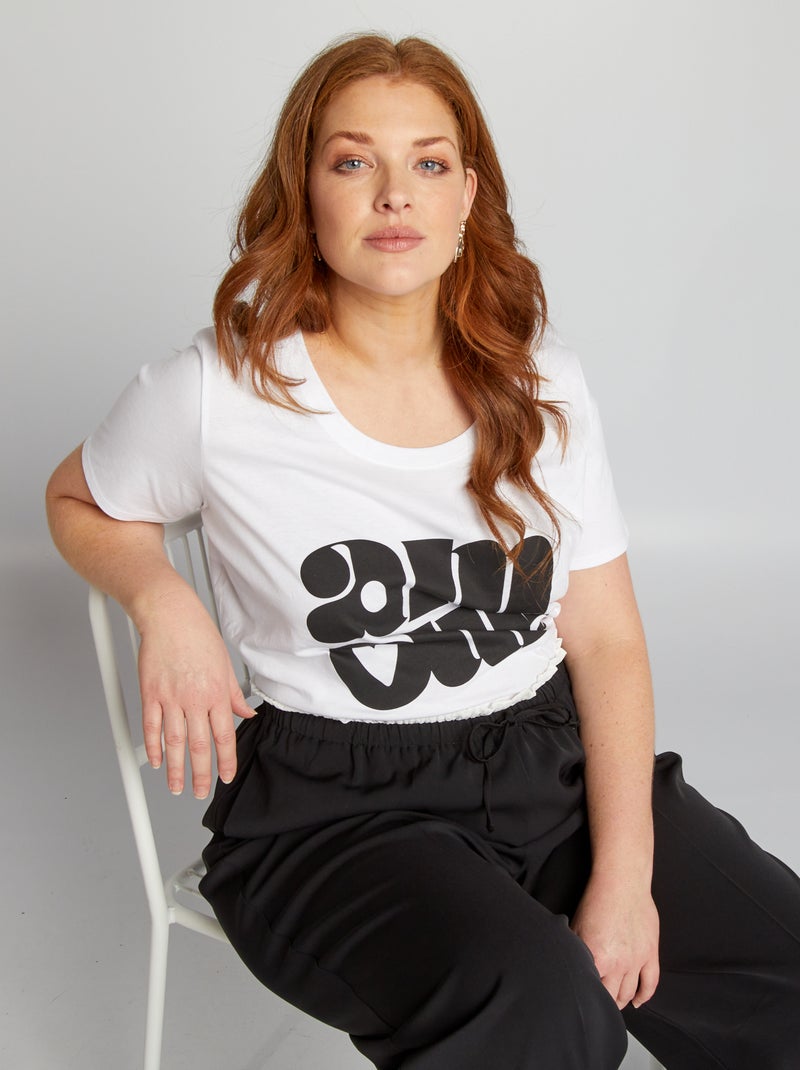 T-shirt em algodão com estampado BRANCO - Kiabi