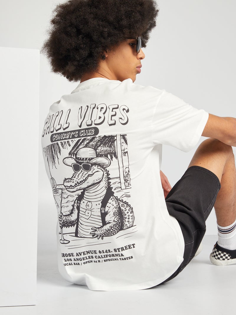 T-shirt em algodão com estampado BRANCO - Kiabi