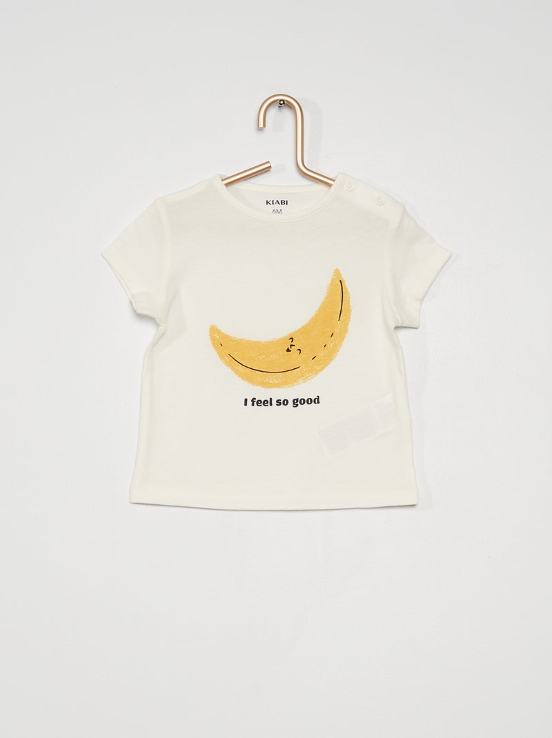 T-shirt em algodão com estampado BRANCO - Kiabi