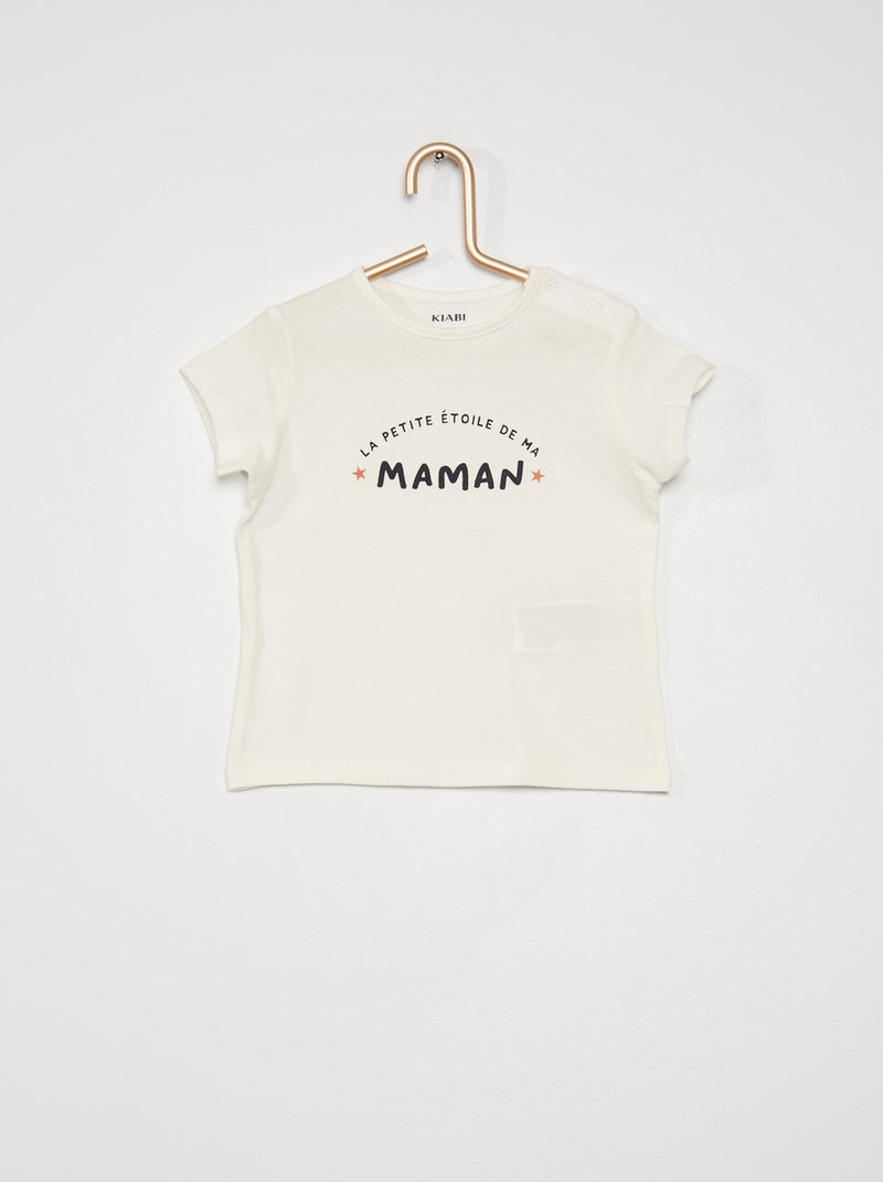 T-shirt em algodão com estampado BRANCO - Kiabi