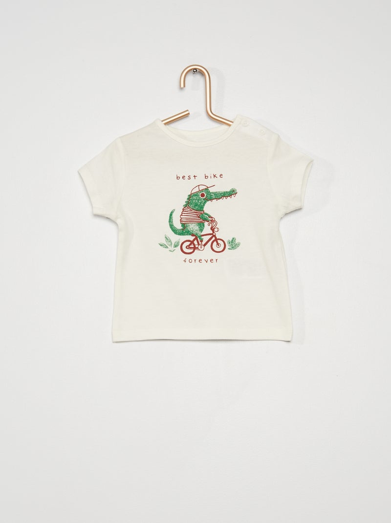 T-shirt em algodão com estampado BRANCO - Kiabi