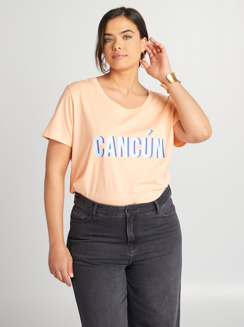 T-shirt em algodão com estampado LARANJA - Kiabi