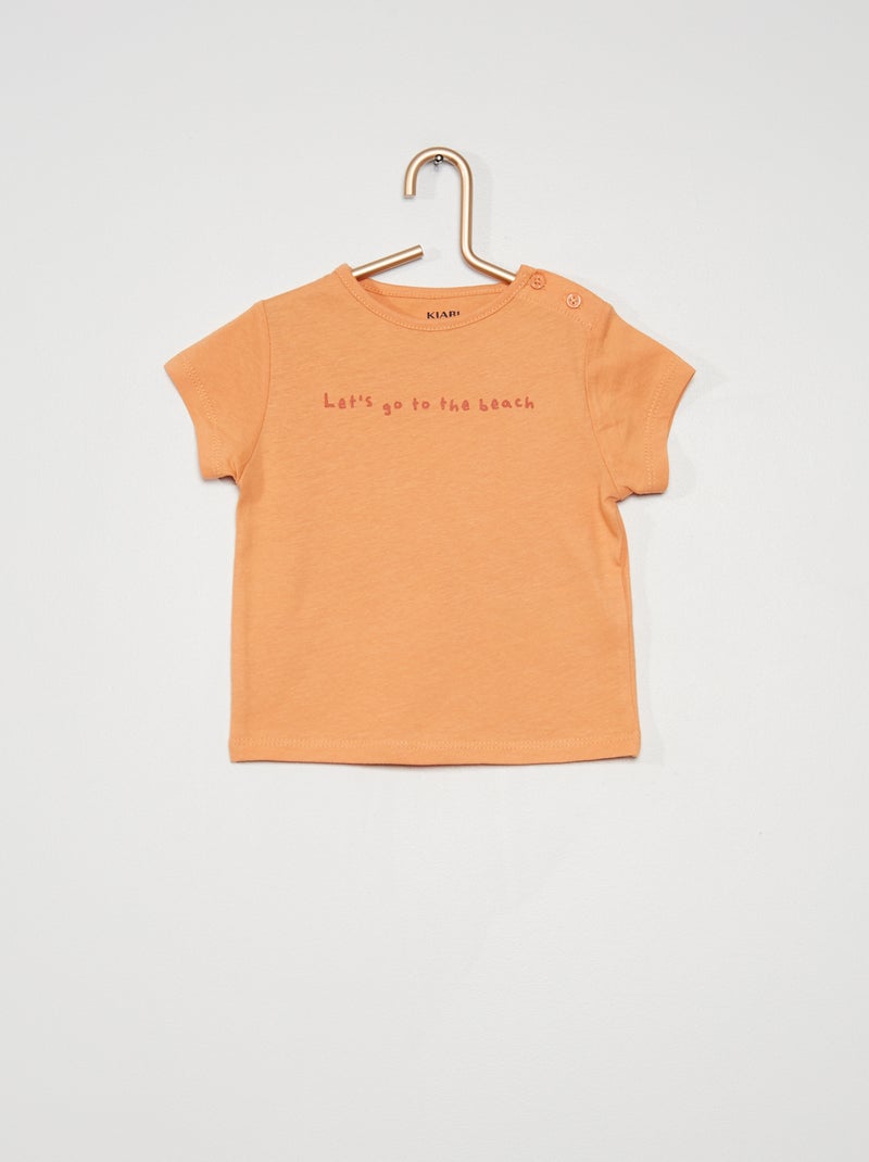 T-shirt em algodão com estampado LARANJA - Kiabi