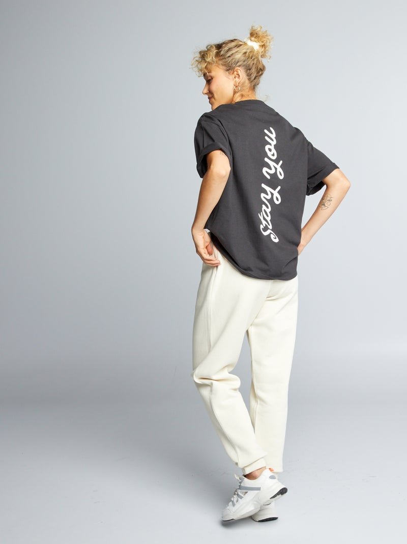 T-shirt em algodão com estampado PRETO - Kiabi