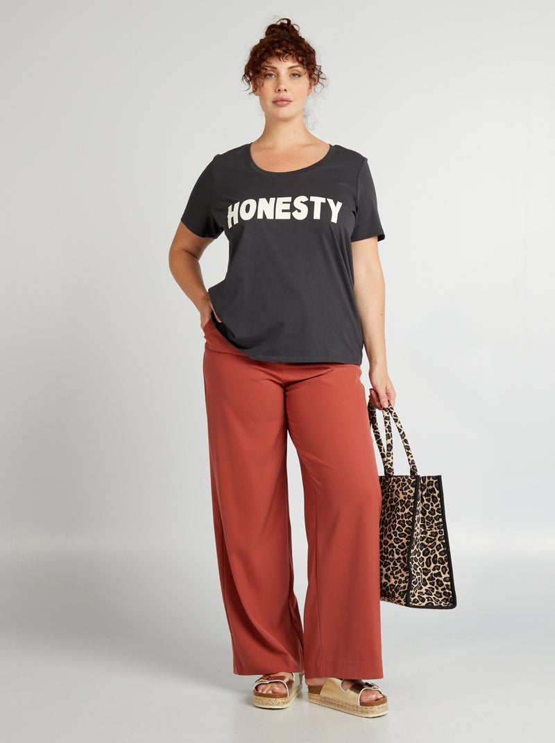 T-shirt em algodão com estampado PRETO - Kiabi