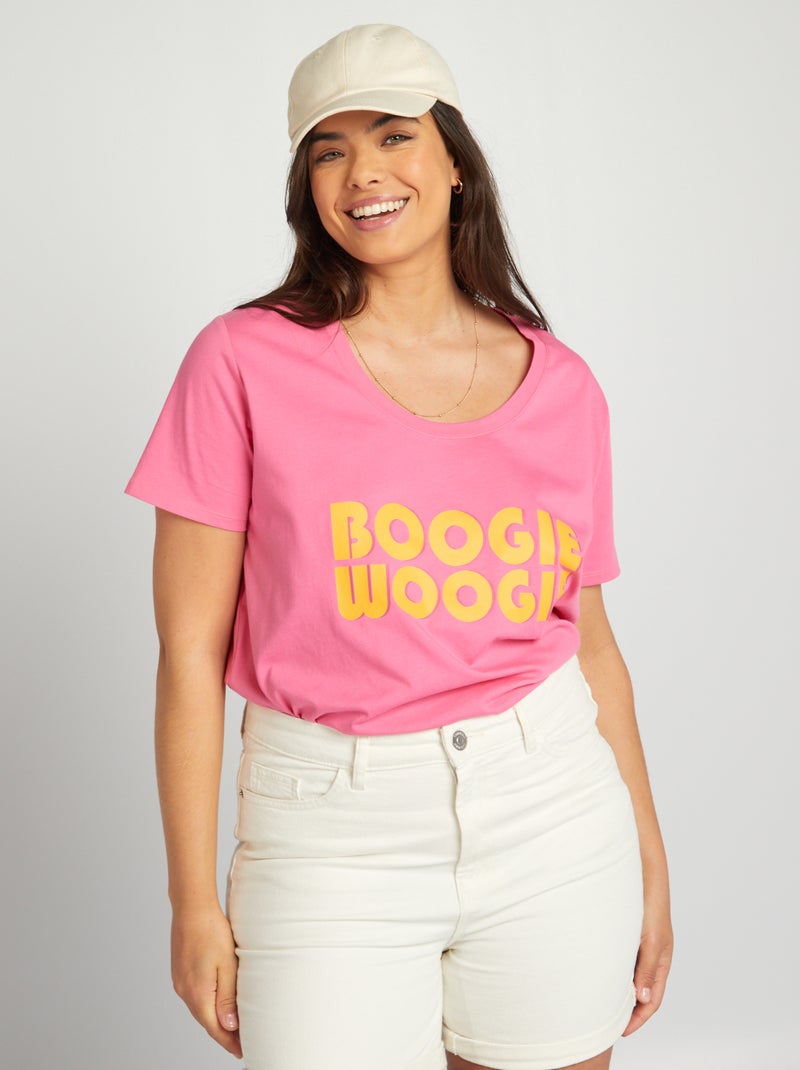 T-shirt em algodão com estampado ROSA - Kiabi