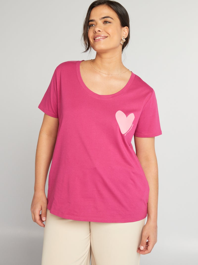 T-shirt em algodão com estampado ROSA - Kiabi
