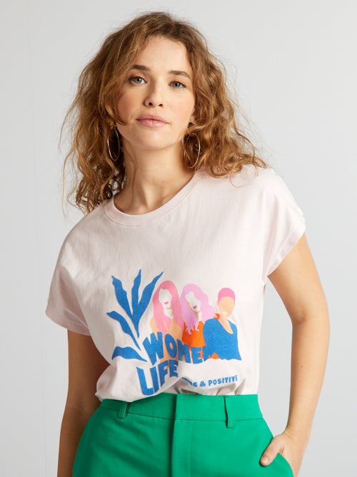 T-shirt em algodão com estampado - Kiabi