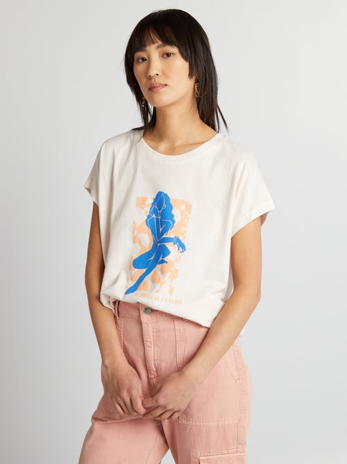 T-shirt em algodão com estampado - Kiabi