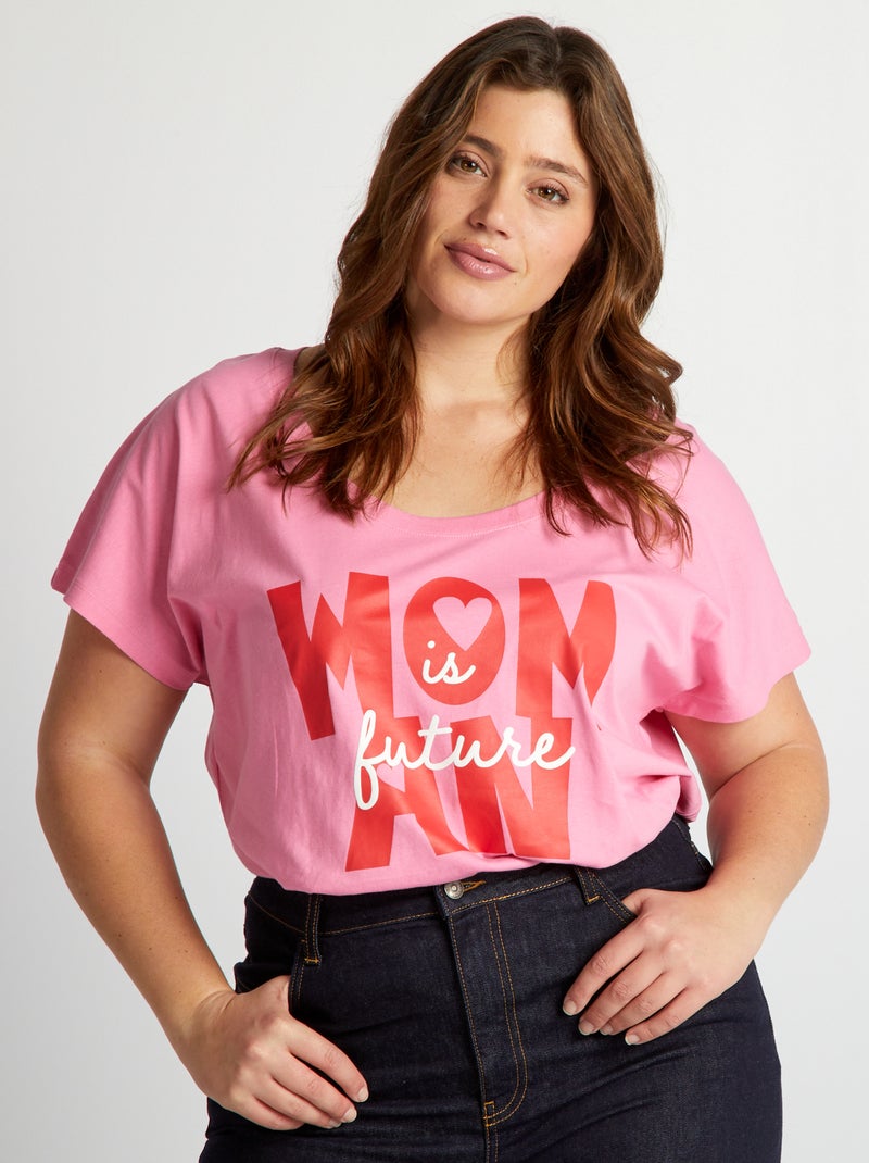 T-shirt em algodão com estampado ROSA - Kiabi