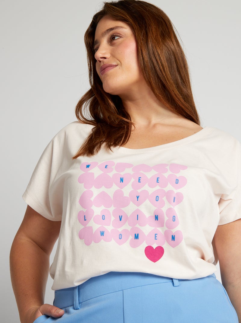 T-shirt em algodão com estampado ROSA - Kiabi