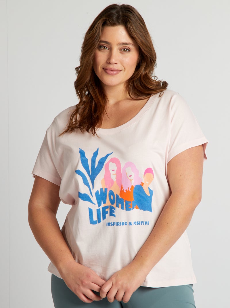 T-shirt em algodão com estampado ROSA - Kiabi