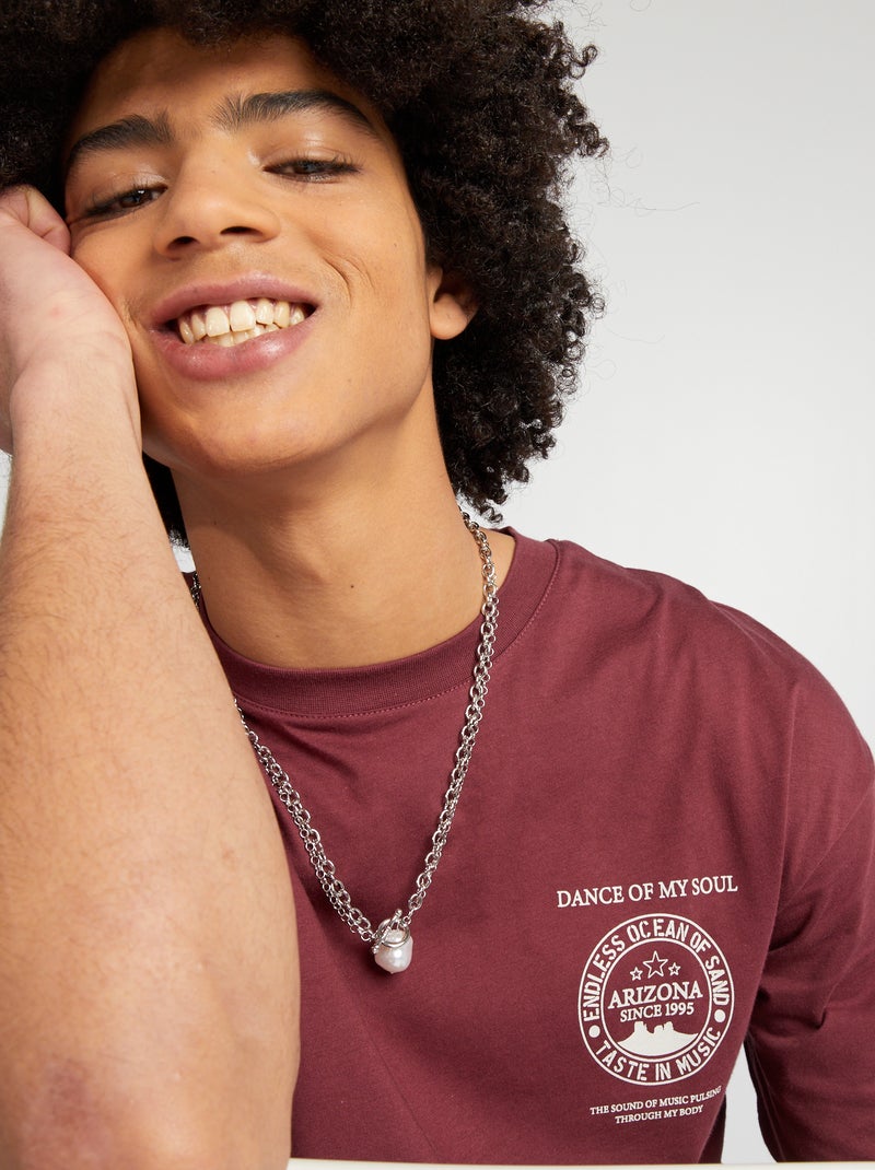 T-shirt em algodão com estampado ROXO - Kiabi