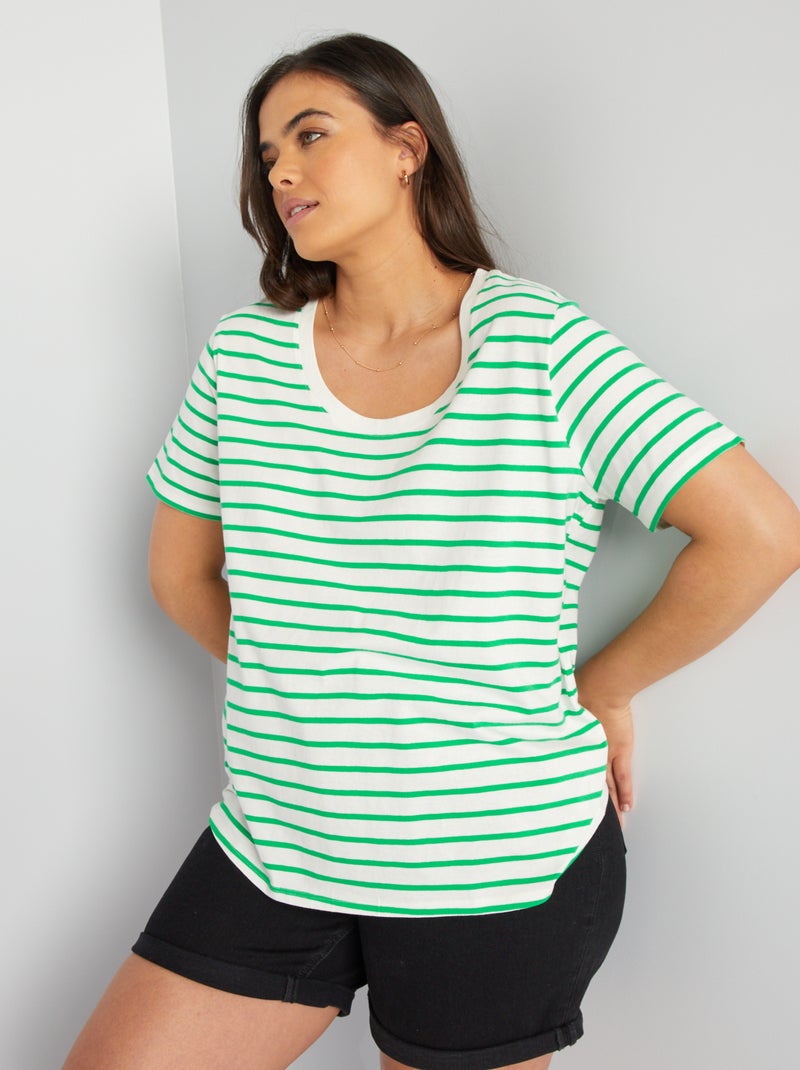 T-shirt em algodão com estampado VERDE - Kiabi