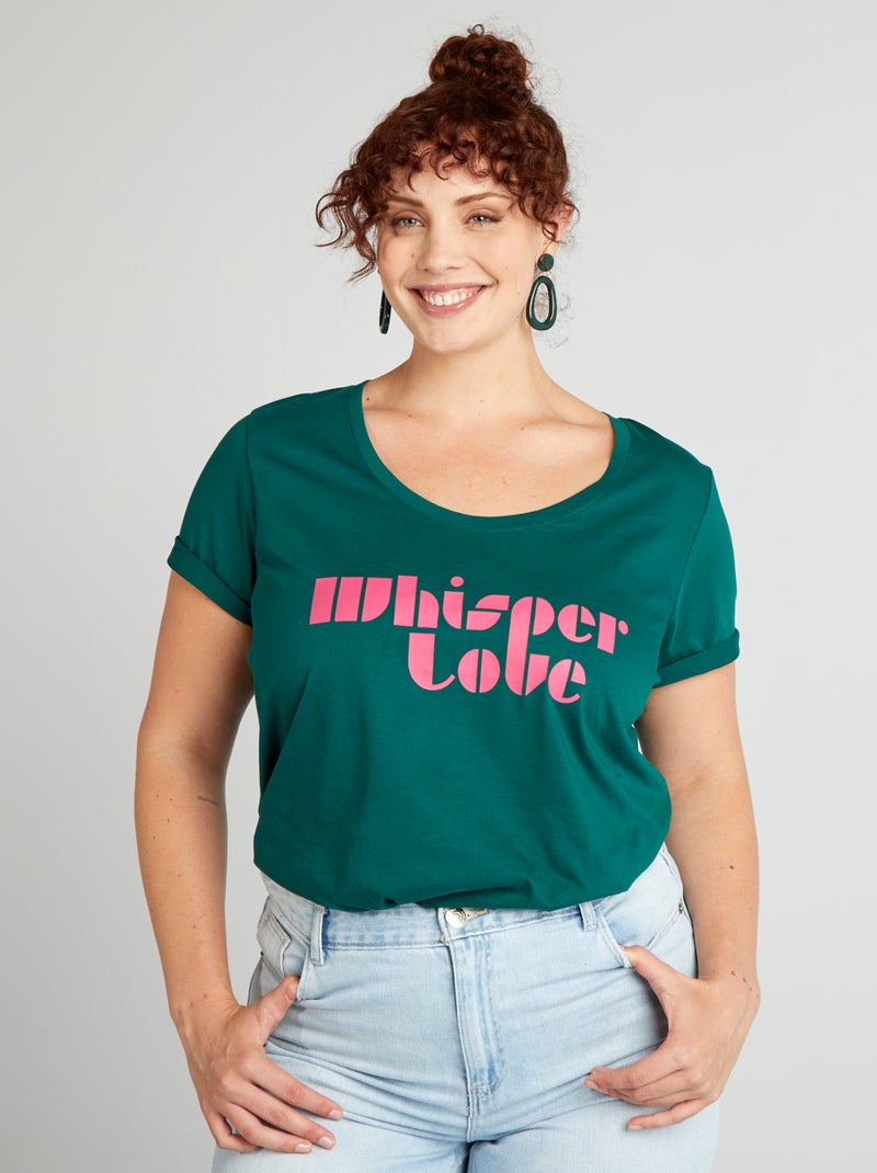 T-shirt em algodão com estampado VERDE - Kiabi