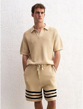 T-shirt em algodão com gola polo para homem giesto