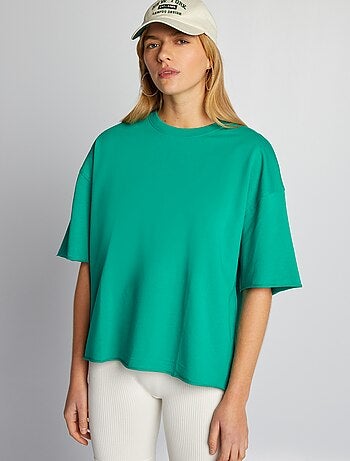 T-shirt em algodão com gola redonda - Kiabi