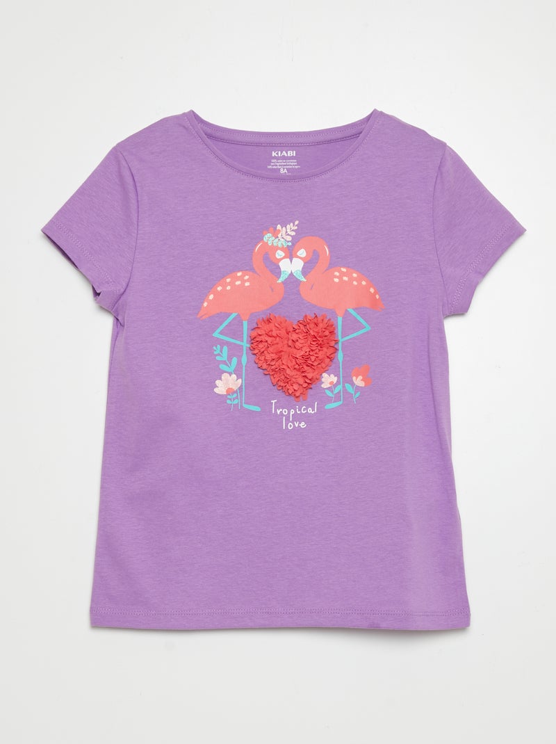 T-shirt em algodão com gola redonda VIOLETA - Kiabi