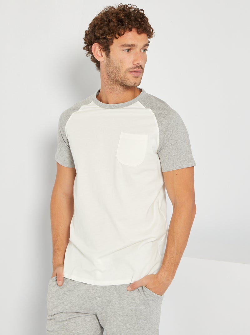 T-shirt em algodão com mangas em raglã CINZA - Kiabi