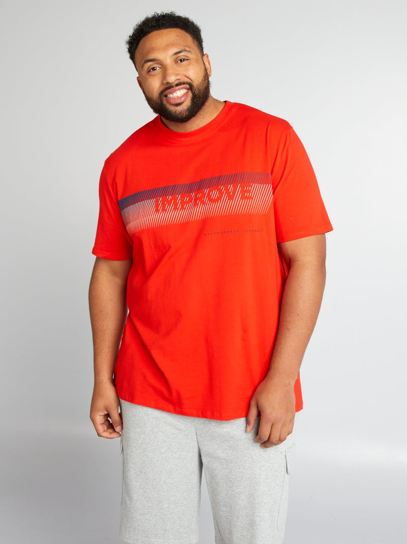 T-shirt em algodão com mensagem VERMELHO - Kiabi