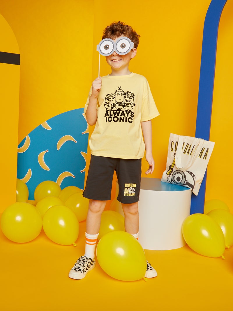 T-shirt em algodão de gola redonda AMARELO - Kiabi