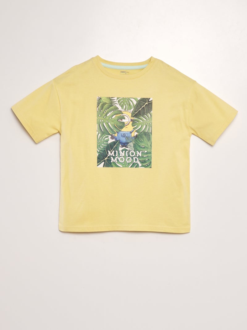 T-shirt em algodão de gola redonda AMARELO - Kiabi