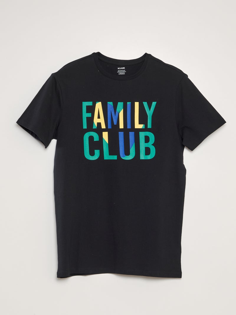 T-shirt em algodão de gola redonda PRETO - Kiabi