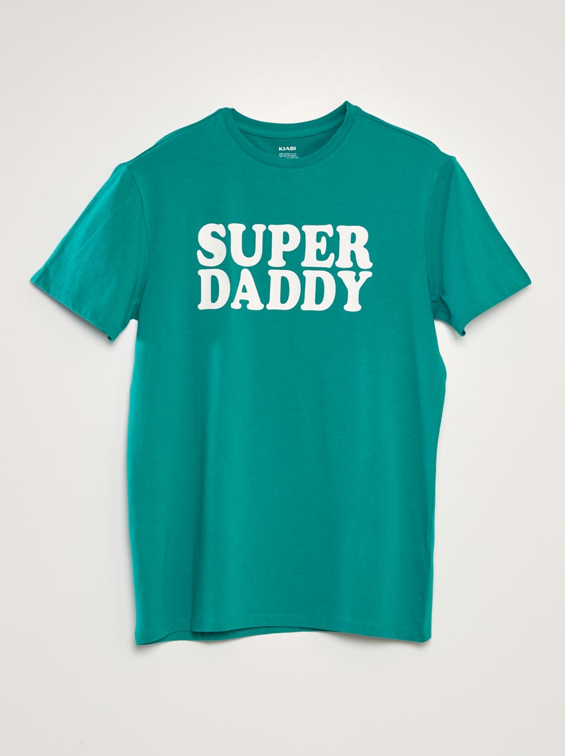 T-shirt em algodão de gola redonda VERDE - Kiabi